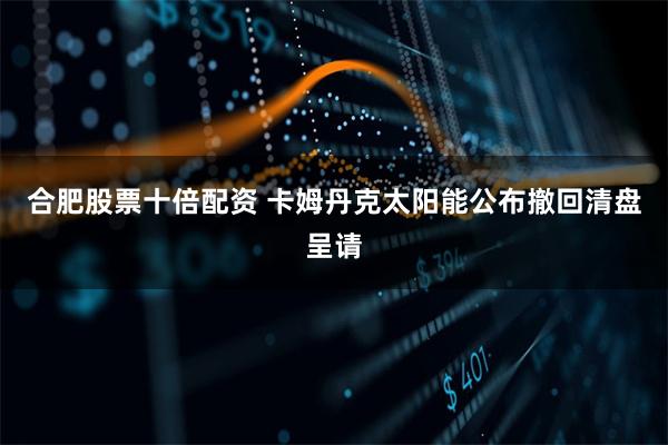 合肥股票十倍配资 卡姆丹克太阳能公布撤回清盘呈请